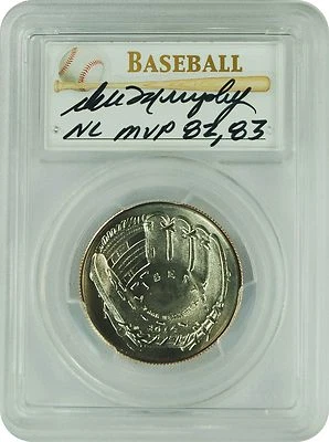 2014-D PCGS MS70 Baseball Young Collector Set  Auto DALE MURPHY MVP 82,83 .50 FS - Image 1 of 2