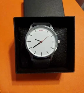 MNVX Wrist Watch 45mm White Silver Black Band Needs New Battery Classsic B10925 - Picture 1 of 3