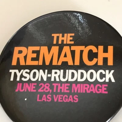 Vtg Boxing Promo Pinback Button Mike Tyson Ruddock Las Vegas Event Advertising  - Image 1 of 4