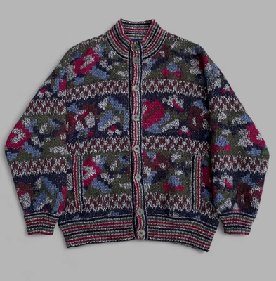 Rare Vintage 80's MISSONI Reversible Heavy Knit / Nylon Bomber Jacket Sz 52 / XL - Image 1 of 4