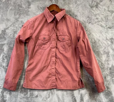 Camisa REI para mujer mediana roja malva manga larga a presión UPF30 senderismo algodón nailon Foto 1 de 4