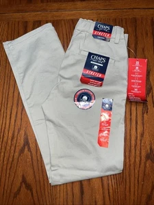 NWT Chaps School Uniform Pants Sz 10R Boys Khaki Stretch adjustable Flat Front - Picture 1 of 10