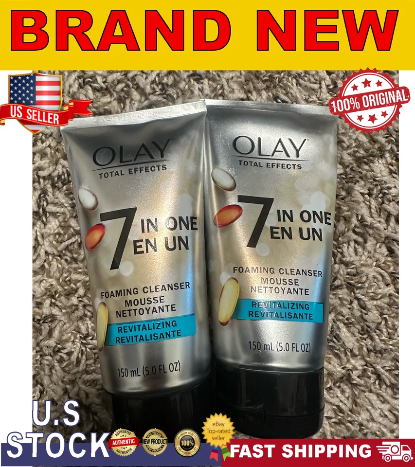 Olay Total Effects восстанавливающее пенящееся очищающее средство для лица 7 в одном 5,0 жидких унций| 2 упаковки - Изображение 1 из 1