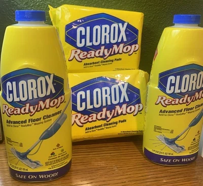 Limpiador de pisos avanzado Clorox Ready Mop 2 BOTELLAS 24 OZ nuevo + 16 ALMOHADILLAS DE RECARGA Foto 1 de 4