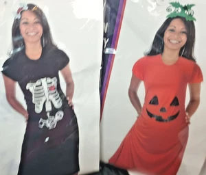 Vestido de Maternidad Esqueleto o Jack O Linterna Disfraz y Diadema Adulto S o M Nuevo - Imagen 1 de 10