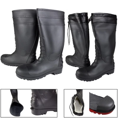 Gummistiefel S1P Arbeitsstiefel gefüttert Regenstiefel Matsch Garten Sicherheits - Bild 1 von 4