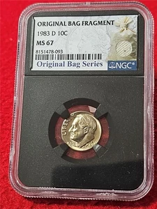1983-D NGC MS67 Roosevelt Dime Original Bag Fragment Series              #T6060 - Picture 1 of 2
