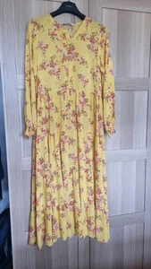 Zara Yellow Floral Floaty Tiered Midi Dress Bloggers Fave Sold Out L LARGE - Picture 1 of 10