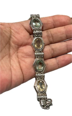 Brighton "CLARITA"Gem Bracelet Silver w/Green & Yellow Stones 7" to 8" Heavy!! - Image 1 of 4