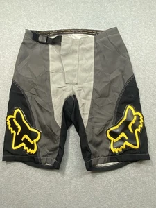 Vintage Y2K Fox Racing Grey Black Motocross Shorts Size 34 Graphic Waterproof - Picture 1 of 10