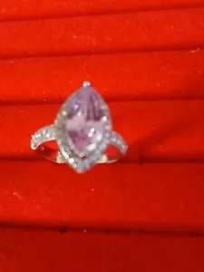 925 Sterling Silver Pink Sapphire/Topaz Ring New Size 7 - Picture 1 of 4