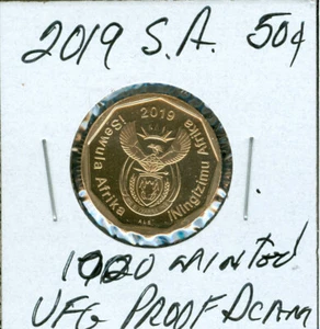 2019 SOUTH AFRICA 50 CENTS ULTRA FINEST DCAM PROOF 1,000 MINTED VERY RARE . - Picture 1 of 2