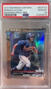 2017 RONALD ACUNA JR 1st Bowman Chrome REFRACTOR MINI! #BCP127 PSA 10 - POP 30⚾️ - Picture 1 of 2