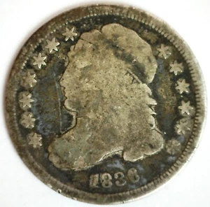 1836 Early Silver Bust Dime 10c US Type Coin Almost Good Circulated Scratches - Picture 1 of 2