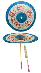 Vintage Kids Parasol Toy Wood & Crepe Japan Original 1930's Umbrella Child - Picture 1 of 1