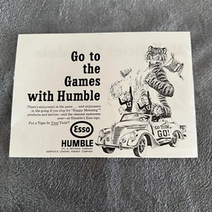 Esso Humble Put A Tiger In Your Tank Old Car Cheerleaders Football Print Ad 1968 - Picture 1 of 5