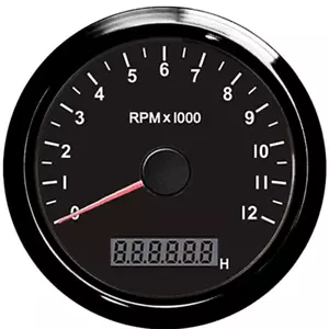 85mm Car Boat Marine Tachometer 0-12000RPM Rev Counter Gauge With LED Hourmeter - Picture 1 of 11