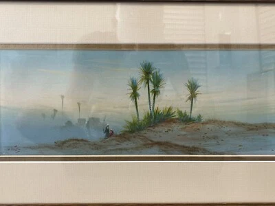 🔥 Fine Antique Old ORIENTALIST Arab Desert Landscape Painting, Signed 1920s - Image 1 of 4