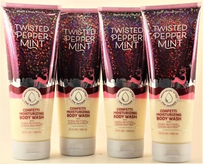 QTY 4 Bath & Body Works TWISTED PEPPERMINT Confetti Moisturizing Body Wash 10oz - Image 1 of 2
