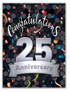 Large Congratulations 25th Anniversary Card-Blank Inside with Envelope-11.75"x9" - Picture 1 of 4