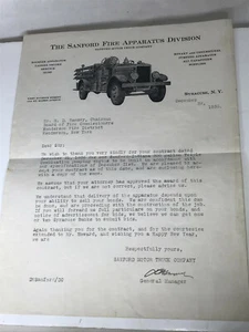 Pedido de 1936 para aparato de bomberos de Sanford - Syracuse NY - Imagen 1 de 1