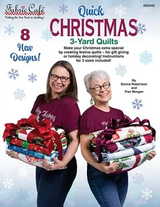 Fabric Cafe Quick Christmas 3-Yard Quilts Pattern - 8 Festive Designs for Lap, - Picture 1 of 6