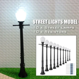 LCX04 10PCS Model Railroad 97mm Street Light Lamps White LEDs - Picture 1 of 8