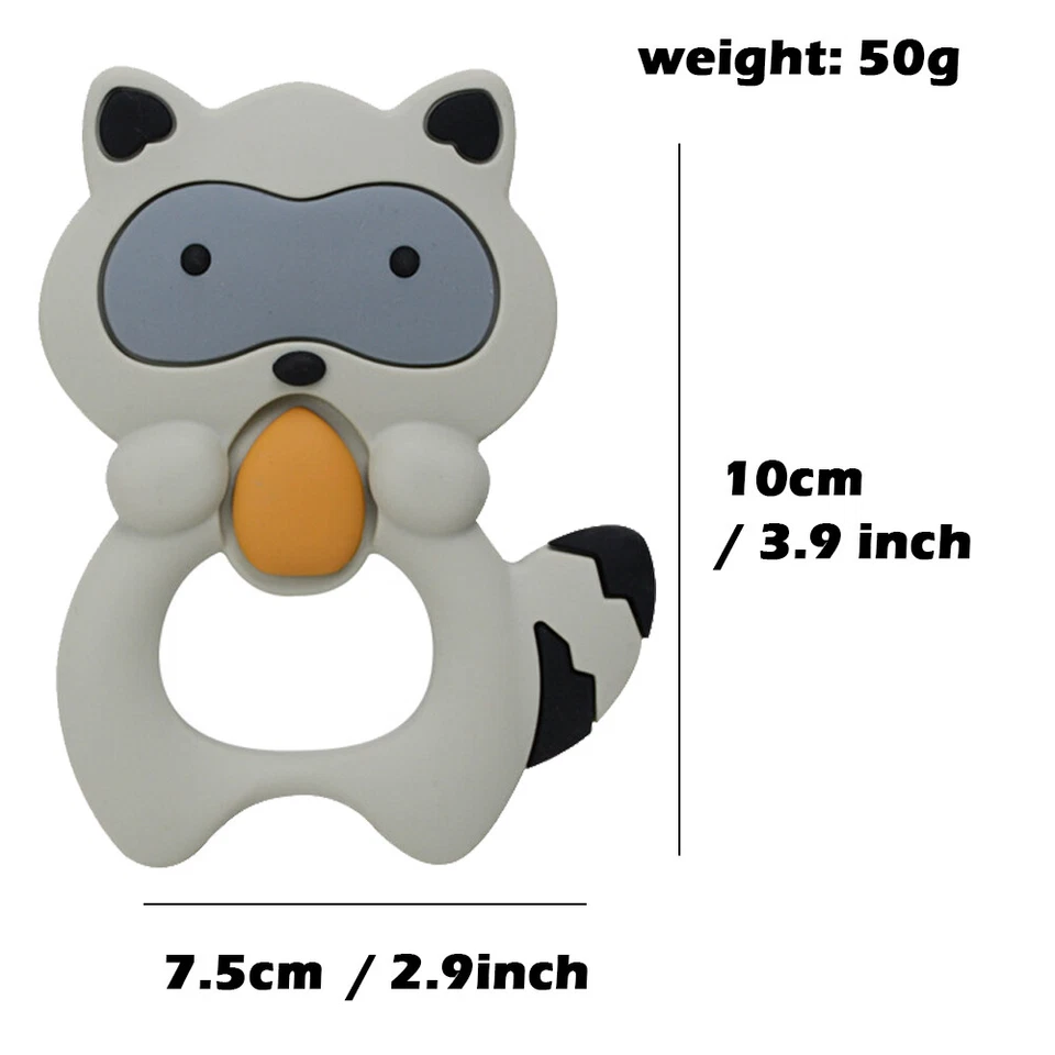 Juguete mordedor de dentición de silicona mapache juguete de dentición de bebé de silicona Foto 1 de 1