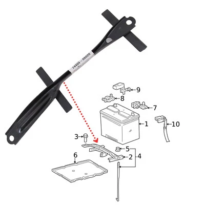 SIENNA 03-20, ДЕРЖАТЕЛЬ АККУМУЛЯТОРА ЗАЖИМ В СБОРЕ OEM ПОДЛИННЫЙ ЧЕРНЫЙ ОКРАШЕННЫЙ СПЛАВ МЕТАЛЛА - Изображение 1 из 4
