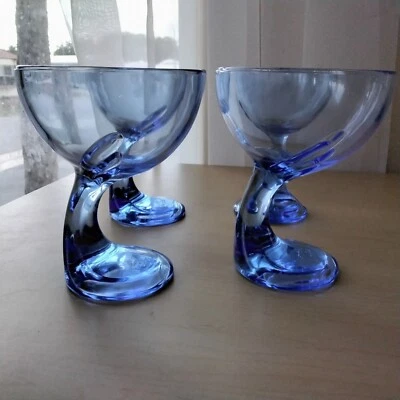 Bormioli Rocco Jerba 11oz Ala Azul Vidrio Postre Taza Cáliz Italia Juego de 4 Foto 1 de 4