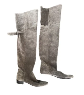 Серые замшевые кожаные сапоги Joie высотой выше колена 37,5 размер 7/7,5 - Изображение 1 из 4