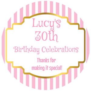  PERSONALISED GLOSS CELEBRATION 30TH, 40TH,50TH BIRTHDAY  PARTY STICKERS ANY AGE