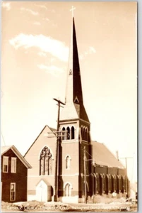 SANBORN POSTCARD RPPC Catholic Church Leadville Colo.  "Highest Church in World" - Picture 1 of 2