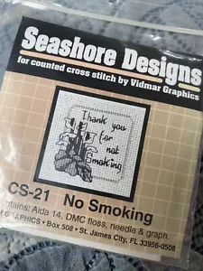 Vtg Sealed No Smoking Seashore Designs Counted cross stitch Kit Small Size - Picture 1 of 6