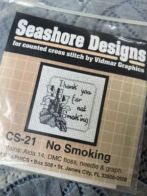 Kit de punto de cruz contado diseños de costa sin fumar sellado de colección tamaño pequeño Foto 1 de 4