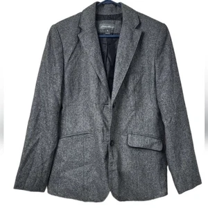 Eddie Bauer Gray Wool Tweed Blazer Notch Collar Suit Jacket Women's Size 8 - Picture 1 of 9