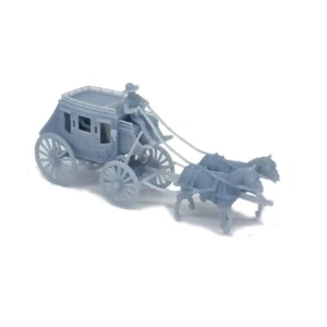 Outland Models miniatura viejo oeste carruaje tirado por caballos 2 caballos diligencia 1:87 - Imagen 1 de 3