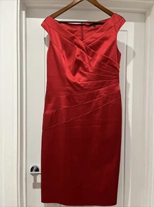 Coast Satin Dress UK 14 EU 42 US 10 Red Evening Cocktail Party Wiggle - Picture 1 of 14