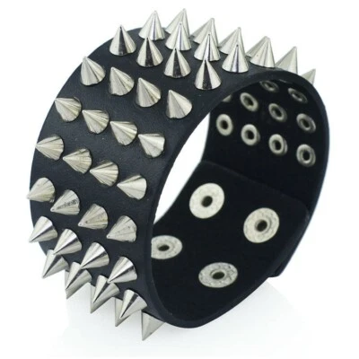 Unisex Biker Punk Gothic Leather Bangle Spikes Dominatrix Accessory Bracelet  - Image 1 of 4