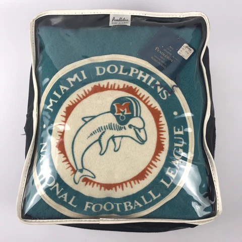 Vintage NFL MIAMI DOLPHINS Pendleton Wool Stadium Blanket Robe in Bag  EXCELLENT Cover