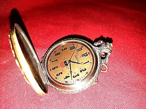 VINTAGE BRONZE TONE POCKET WATCH CHAIN WITH RELIC POCKET WATCH - Picture 1 of 10