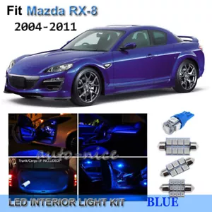 For 2004-2011 Mazda RX-8 Premium Blue LED Interior Lights Kit 8 Pieces - Picture 1 of 8