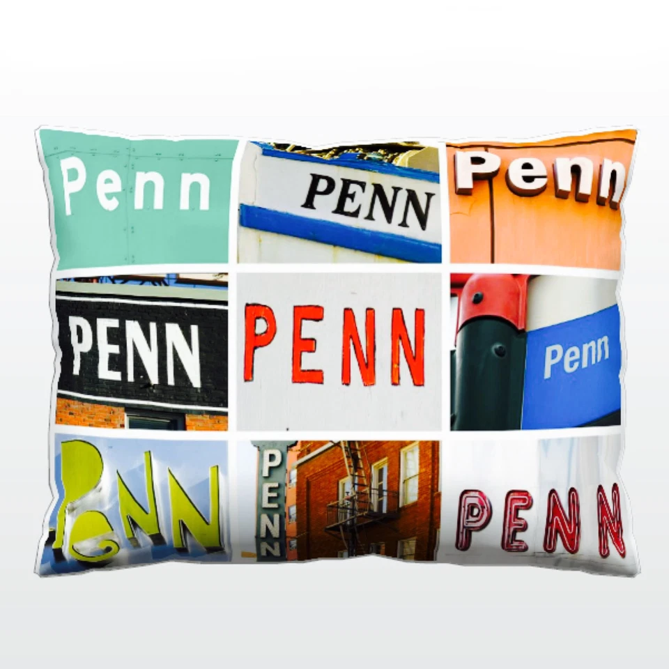 Personalized Pillow featuring the name PENN in photos of actual signs - Image 1 of 1
