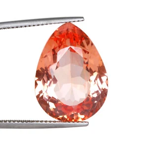19.00 Ct- Lab Created Brazil Orange Color Morganite Pear Cut Loose Gemstone - Picture 1 of 6