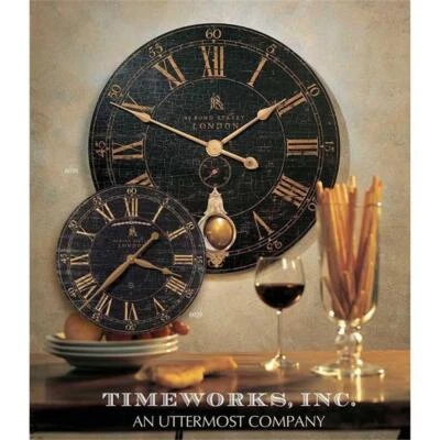 Uttermost Bond Street 18" MDF Brass and Aluminum Wall Clock in Black - Image 1 of 2