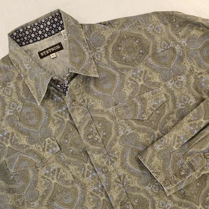 Camisa Stetson Western Pearl Snap Para Hombres XL Gris Cachemira Manga Larga Puño Abatible - Imagen 1 de 8