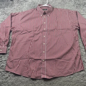 Gitman Bros Dress Shirt Button Down Striped Red  Mens 2X USA Made Pinholes - Picture 1 of 11