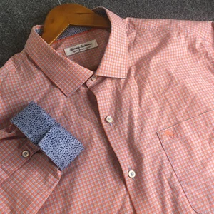 Tommy Bahama IslandZone Hemd Herren XXL Pink Newport Coast Check Blau Flip Cuff - Bild 1 von 10