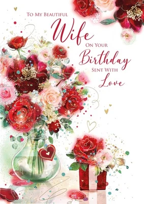 CHERRY ORCHARD PUBLISHING Large Birthday Card To My Wife - Female Foil Finish Cherry Orchard 6.8" x 9.8"