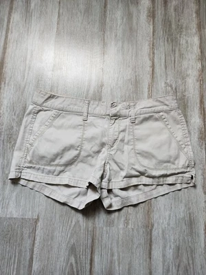 Arizona Jeans Mini Micro Shorts Khaki Ribbed Low Rise Pockets Y2K Juniors Sz 9 - Image 1 of 4